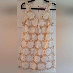 Lilly Pulitzer white and gold dress